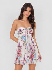 Boho Floral Print Chiffon Mini Dress