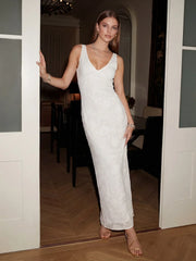 Backless Jacquard Maxi Dress