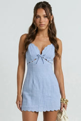 Lunch at Fashion Island Scallop Mini Dress