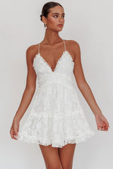 Laney Low Back Cami Strap Dress Lace White