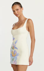 Astra Mini Dress - Square Neck A Line Dress in Astra Posey Floral Print