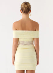 Either Way Off Shoulder Mini Dress Yellow