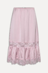 Hideaway Satin Slip Midi Skirt - Strawberries & Cream
