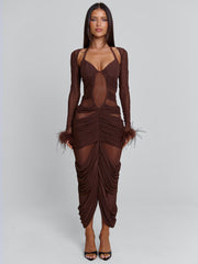 Cherrey Maxi Dress Chocolate