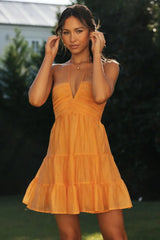 Tiered Ruffle Halter Mini Dress