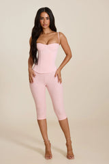 The Everly Lace Up Corset Top in Baby Pink